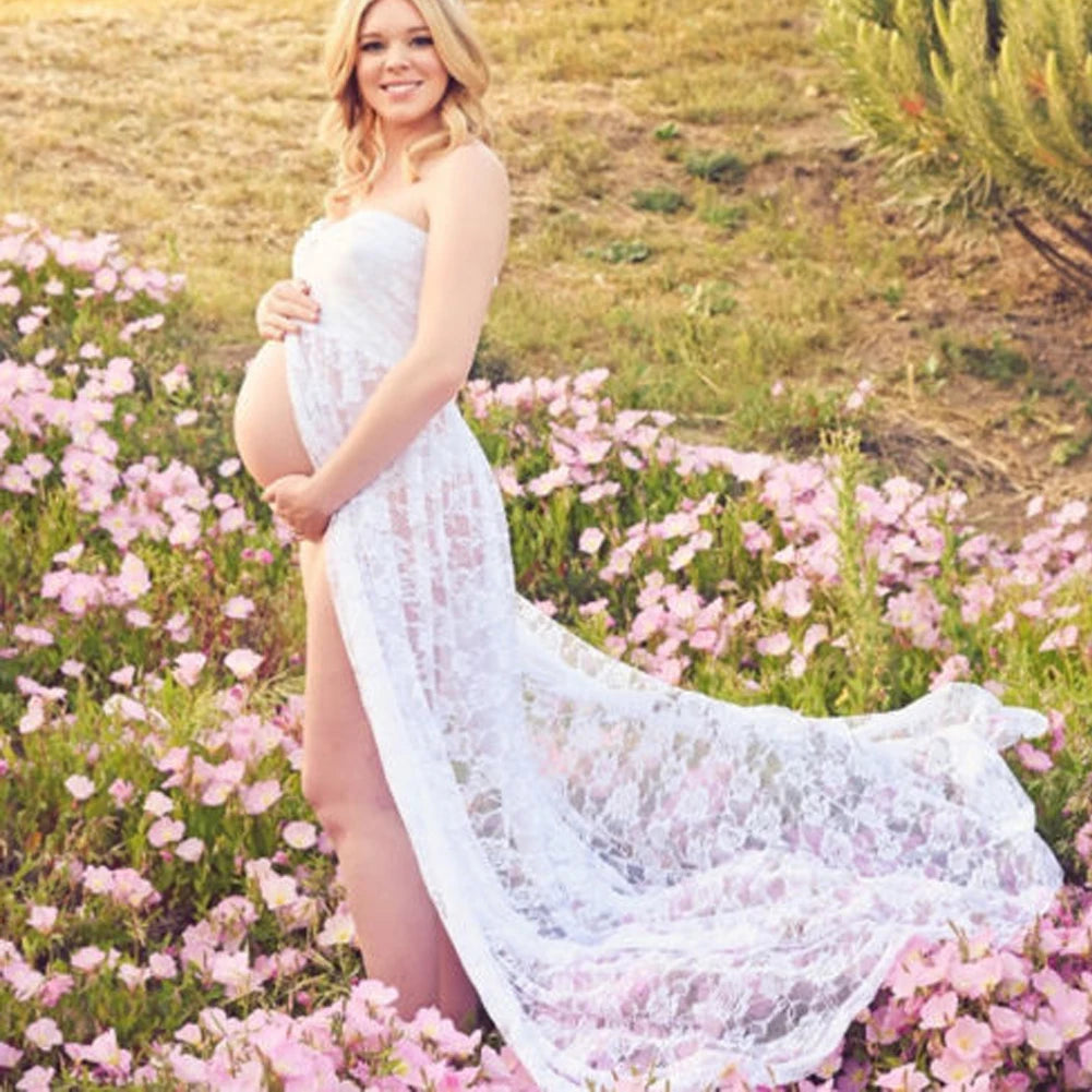 Laced maternity gown.